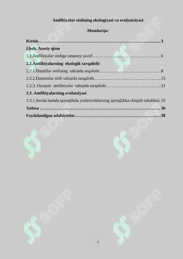 Amfibiyalar sinfining ekologiyasi va evolyutsiyasi