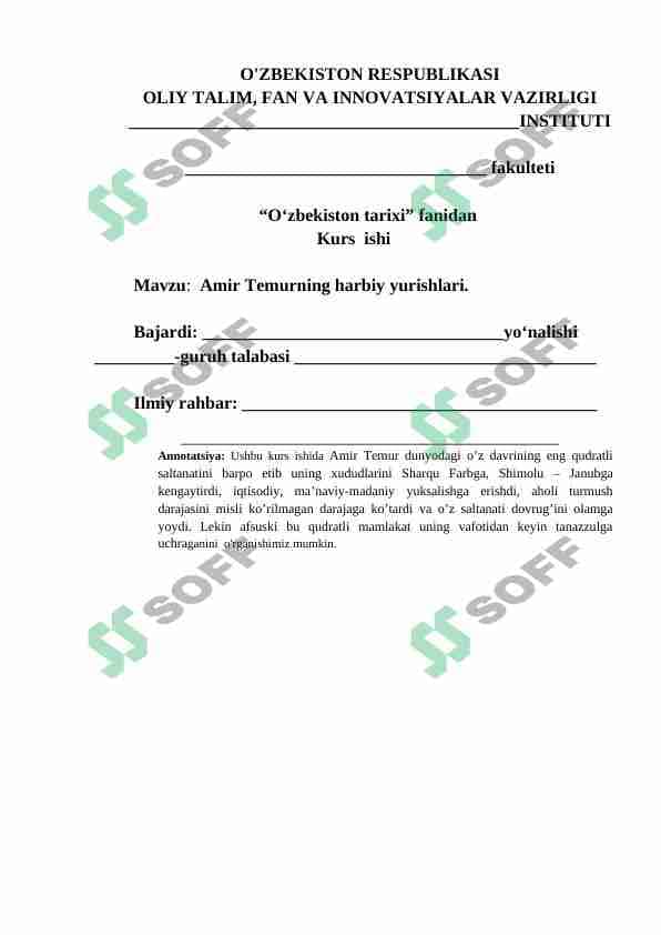 Amir Temurning harbiy yurishlari