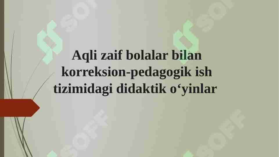 Aqli zaif bolalar bilan korreksion-pedagogik ish tizimidagi didaktik o‘yinlar