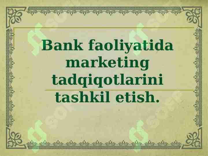 Bank faoliyatida marketing