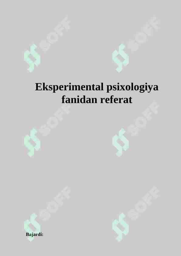Bilish jarayonlari psixodiagnostikasi