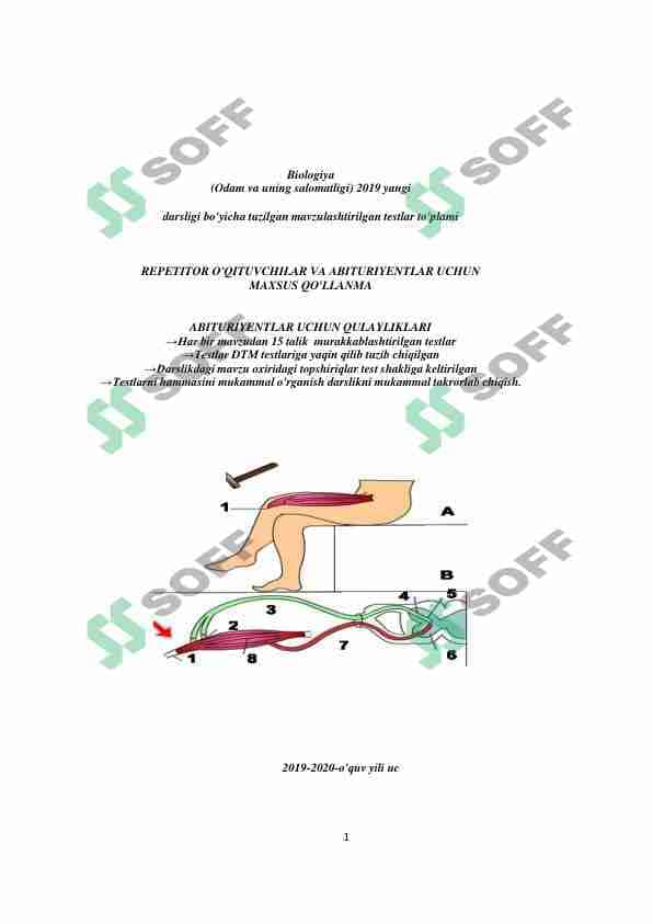 Biologiya 2023-2024-yil 8-sinf mavzulashgan test kitobcha