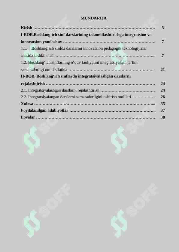 Boshlangich sinflarda integrasiyalashgan darslarni tashkil etishning pedagogik shart sharoitlari