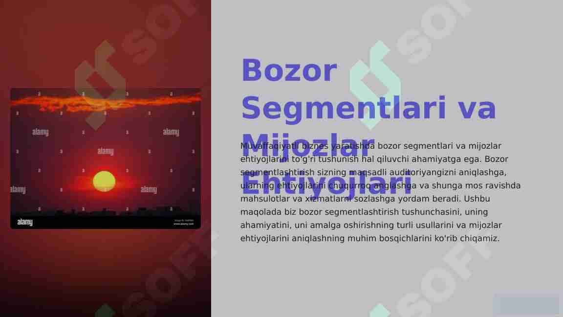 Bozor sigmentlari va mijozlar ehtijoylarini aniqlash