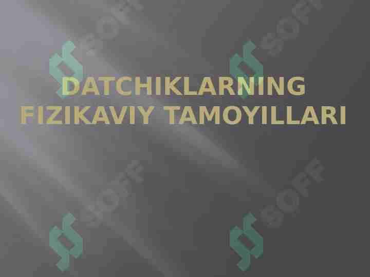 Datchiklarning fizikaviy tamoyillari