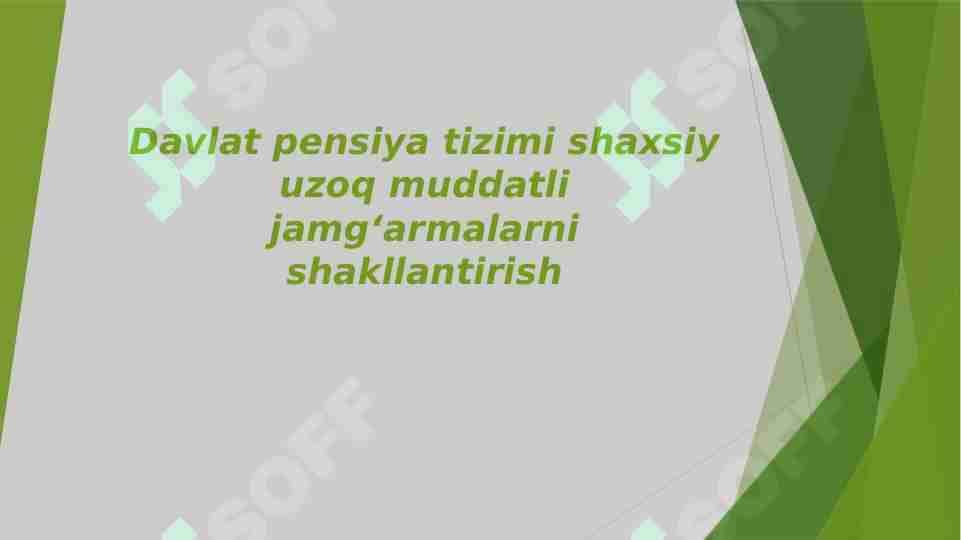 Davlat pensiya tizimi shaxsiy uzoq muddatli jamgʻarmalarni shakllantirish