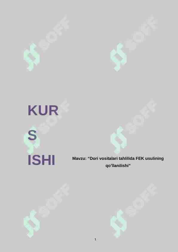 Dori vositalari tahlilida FEK usulining qo’llanilishi