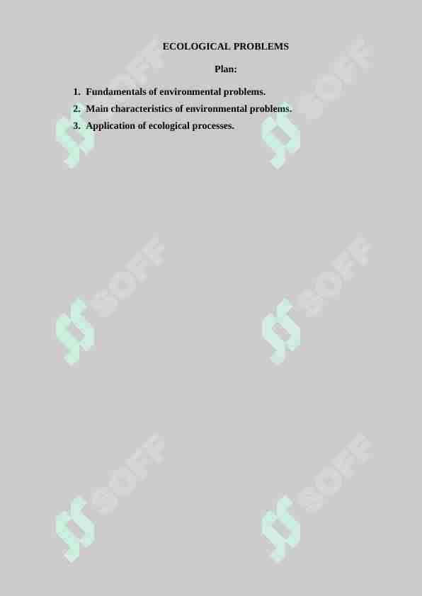ECOLOGICAL PROBLEMS