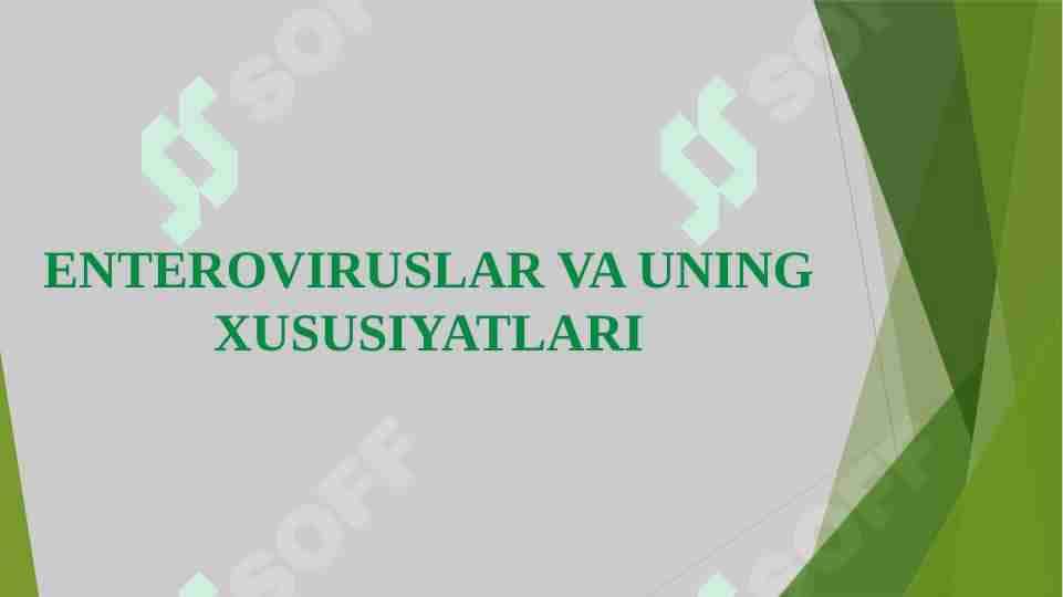 ENTEROVIRUSLAR VA UNING XUSUSIYATLARI
