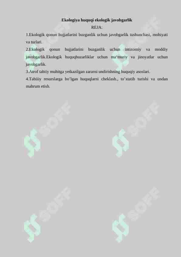 Ekologiya huquqi ekologik javobgarlik