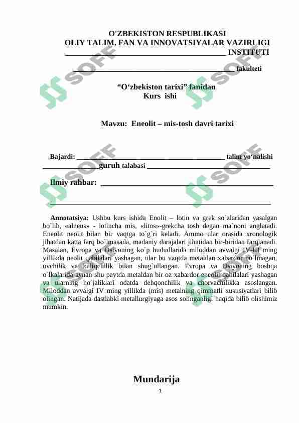 Eneolit – mis-tosh davri tarixi