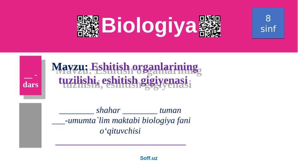 Eshitish organlarining tuzilishi, eshitish gigiyenasi