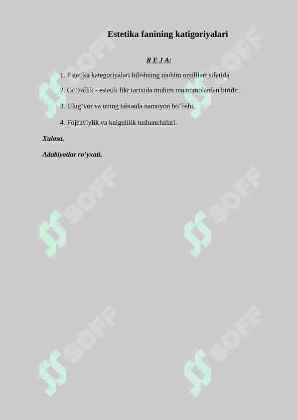 Estetika fanining katigoriyalari