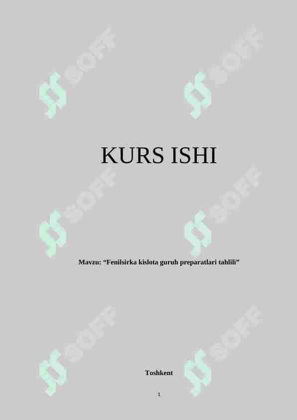 Fenilsirka kislota guruh preparatlari tahlili