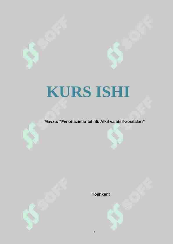 Fenotiazinlar tahlili. Alkil va atsil-xosilalari