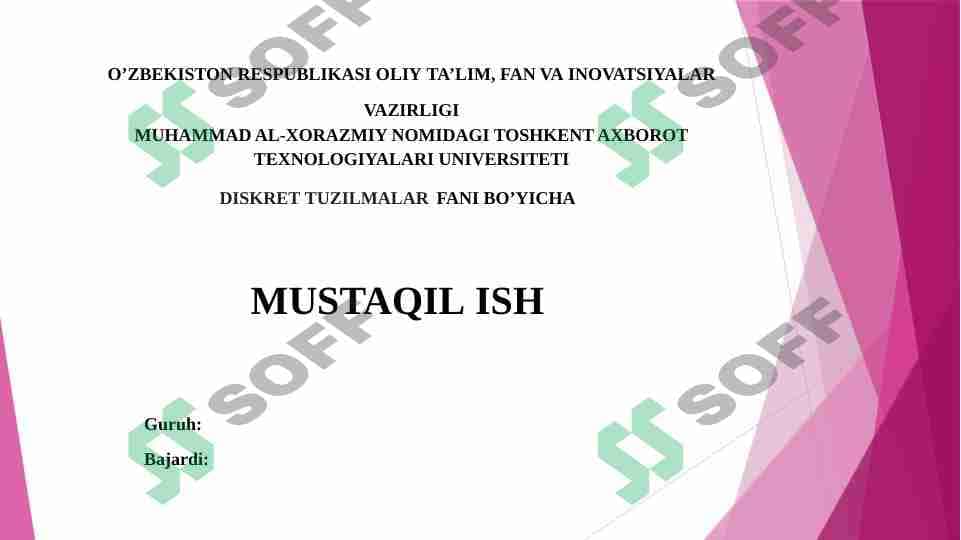 Fikrlar algebrasi asosiy amallar, bazis amallar to‘laligi. Amallar xossalari