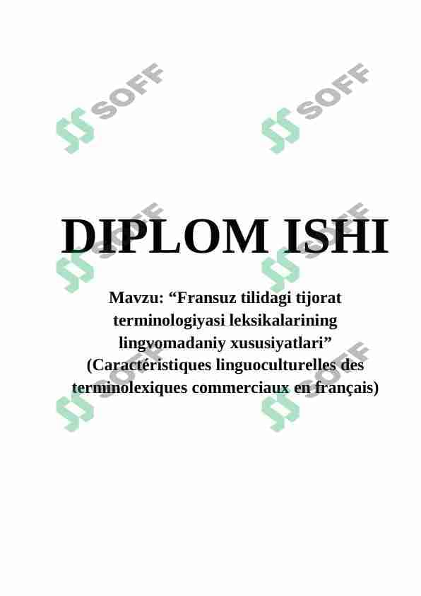 Fransuz tilidagi tijorat terminologiyasi leksikalarining lingvomadaniy xususiyatlari (Caractéristiques linguoculturelles des terminolexiques commerciaux en français)