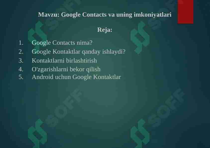 Google Contacts va uning imkoniyatlari