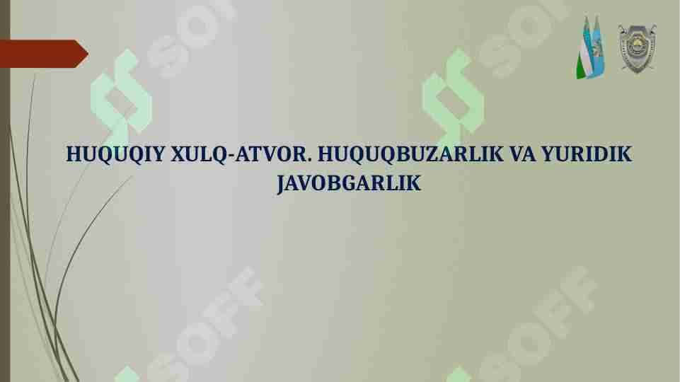 HUQUQIY XULQ-ATVOR. HUQUQBUZARLIK VA YURIDIK JAVOBGARLIK