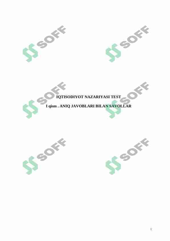 IQTISODIYOT NAZARIYASI TEST