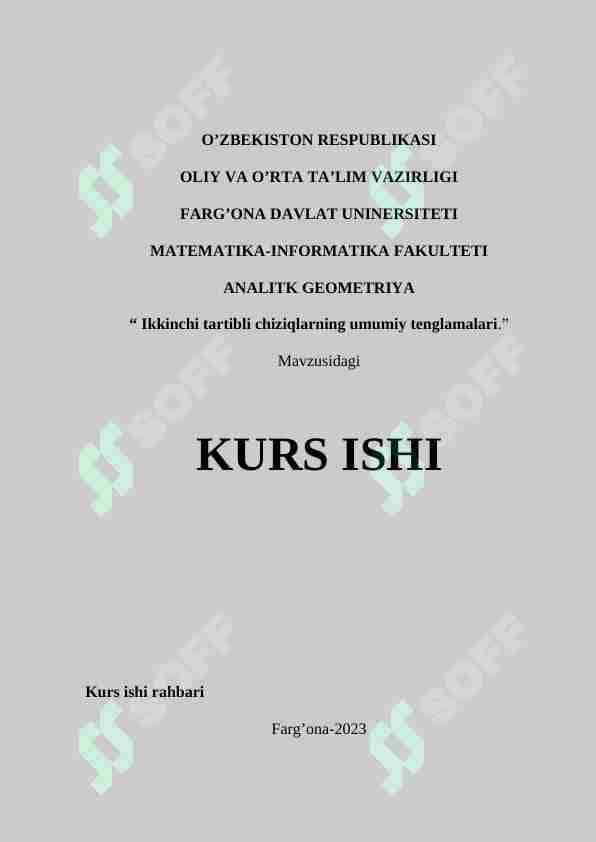 Ikkinchi tartibli chiziqlarning umumiy tenglamalari