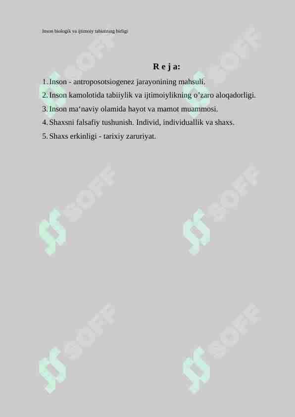 Inson biologik va ijtimoiy tabiatning birligi