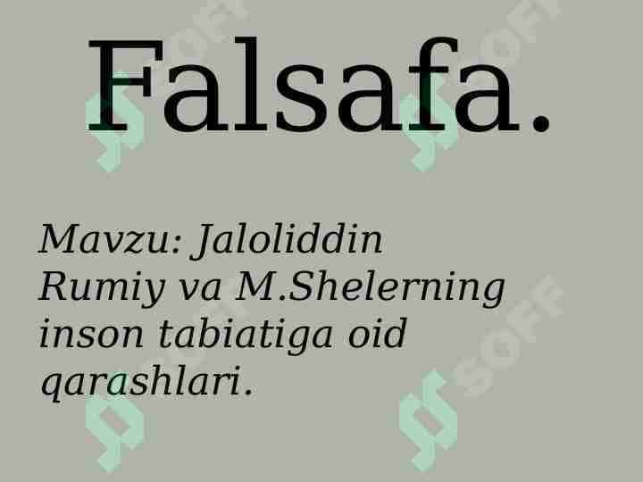 Jaloliddin Rumiy va M.Shelerning inson tabiatiga oid qarashlari.