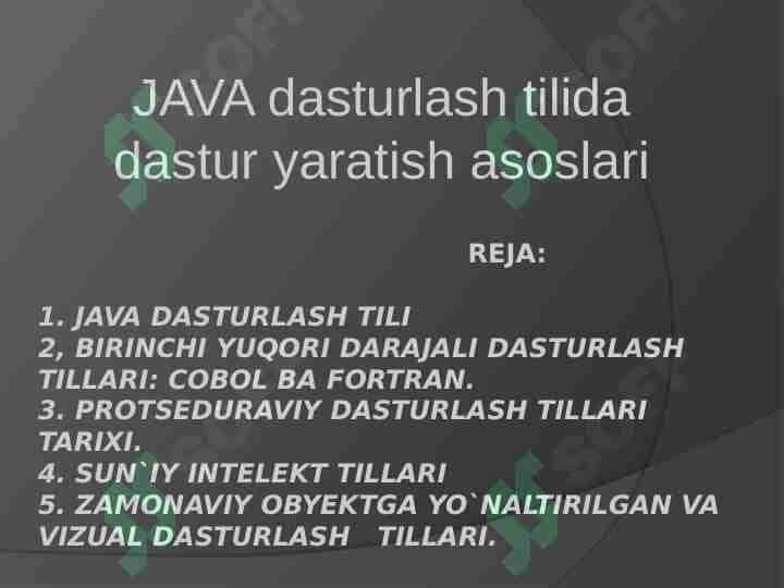 JAVA dasturlash tilida dastur yaratish asoslari