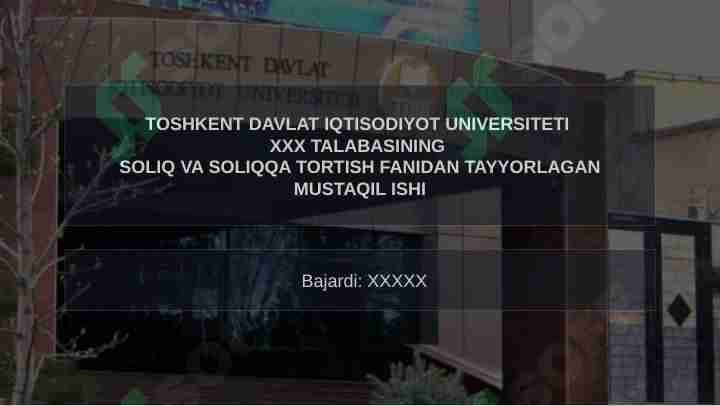 JISMONIY SHAXSLARDAN OLINADIGAN YER SOLIGʻIN, SOLIQ TOʻLOVCHILAR,SOLIQ OBYEKTI VA SOLIQ BAZASI