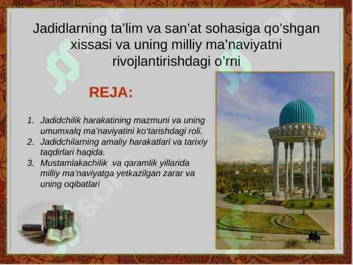 Jadidlarning ta’lim va san’at sohasiga qo’shgan xissasi va uning milliy ma’naviyatni rivojlantirishdagi o’rni