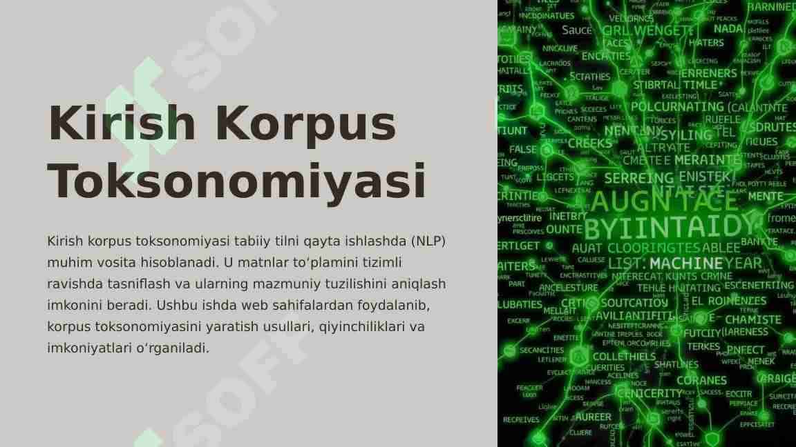 Web sahifalardan foydalanib, korpus toksonomiyasini yaratish