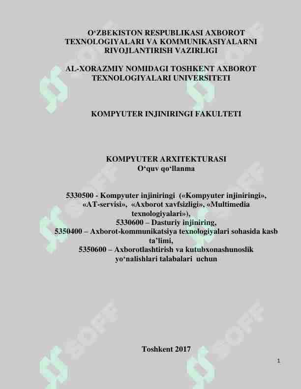 Kompyuter arxitekturasi o'quv qo'llanma