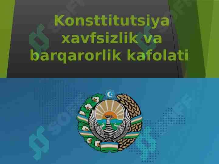 Konsttitutsiya xavfsizlik va barqarorlik kafolati