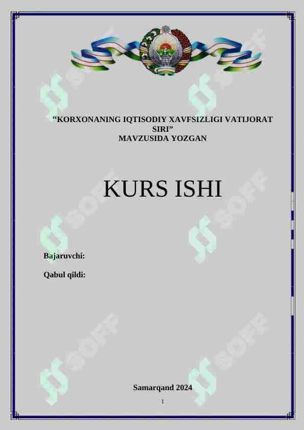 Korxonaning iqtisodiy xavsizligi va tijorat siri