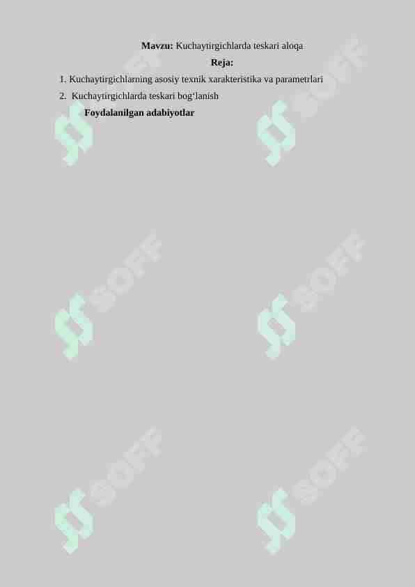 Kuchaytirgichlarda teskari aloqa