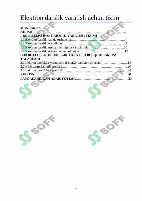 Kurs ishi - Elektron darslik yaratish uchun tizim