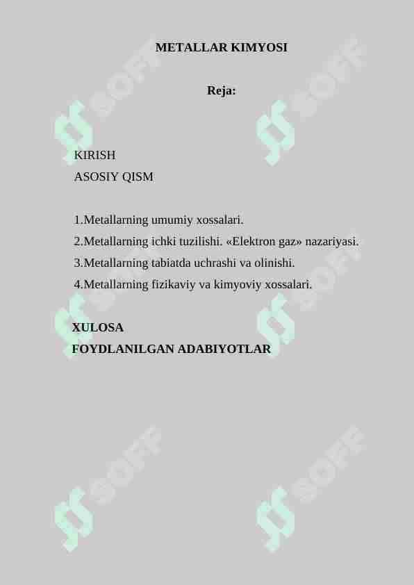 Mеtallar kimyosi