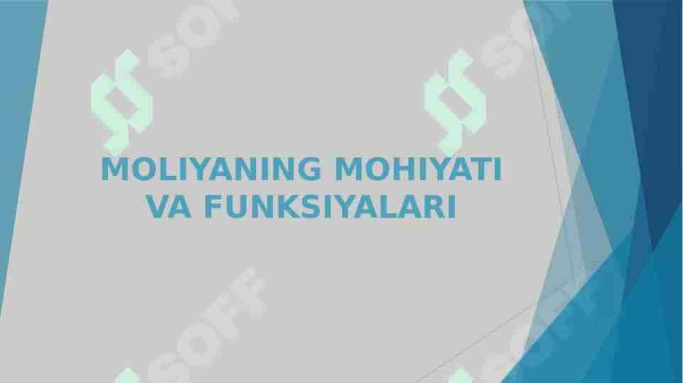 MOLIYANING MOHIYATI VA FUNKSIYALARI