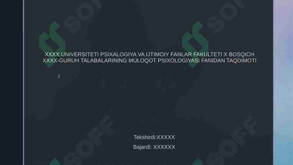 MULOQOT - AXBOROT AYIRBOSHLASH, 0‘ZAR0 TA’SIR VA KISHILARNING BIR-BIRINI TUSHUNISHI VOSITASI
