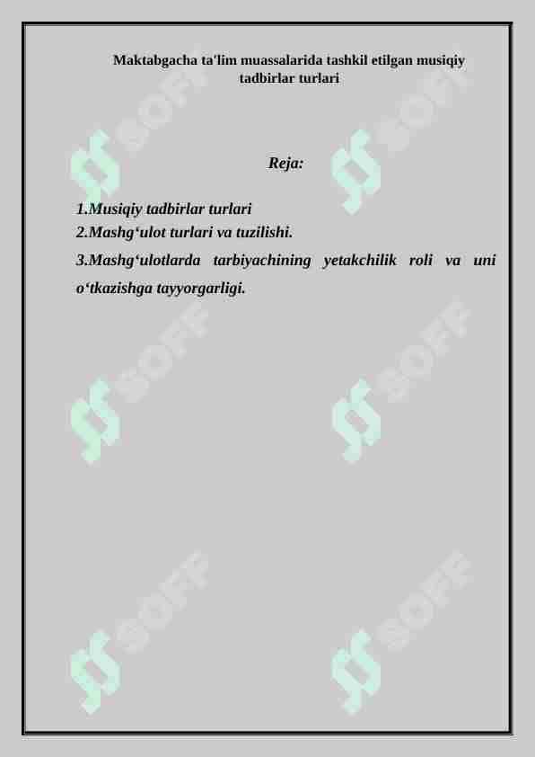 Maktabgacha ta'lim muassalarida tashkil etilgan musiqiy tadbirlar turlari