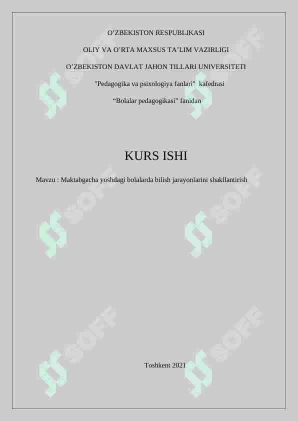 Maktabgacha yoshdagi bolalarda bilish jarayonlarini shakllantirish