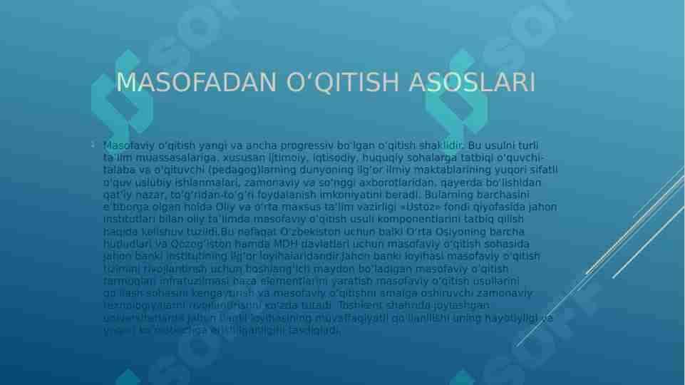 Masofadan o‘qitish asoslari