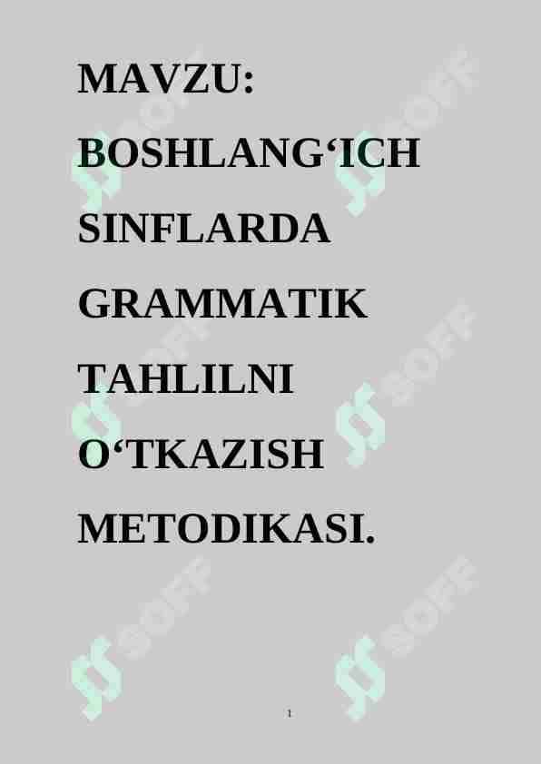 Boshlang'ich sinflarda grommatik tahlilni o'rganish