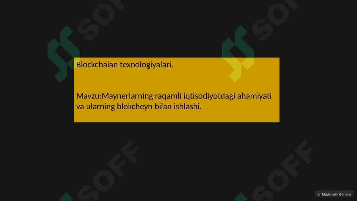 Maynerlarning raqamli iqtisodiyotdagi ahamiyati va ularning blokcheyn bilan ishlashi