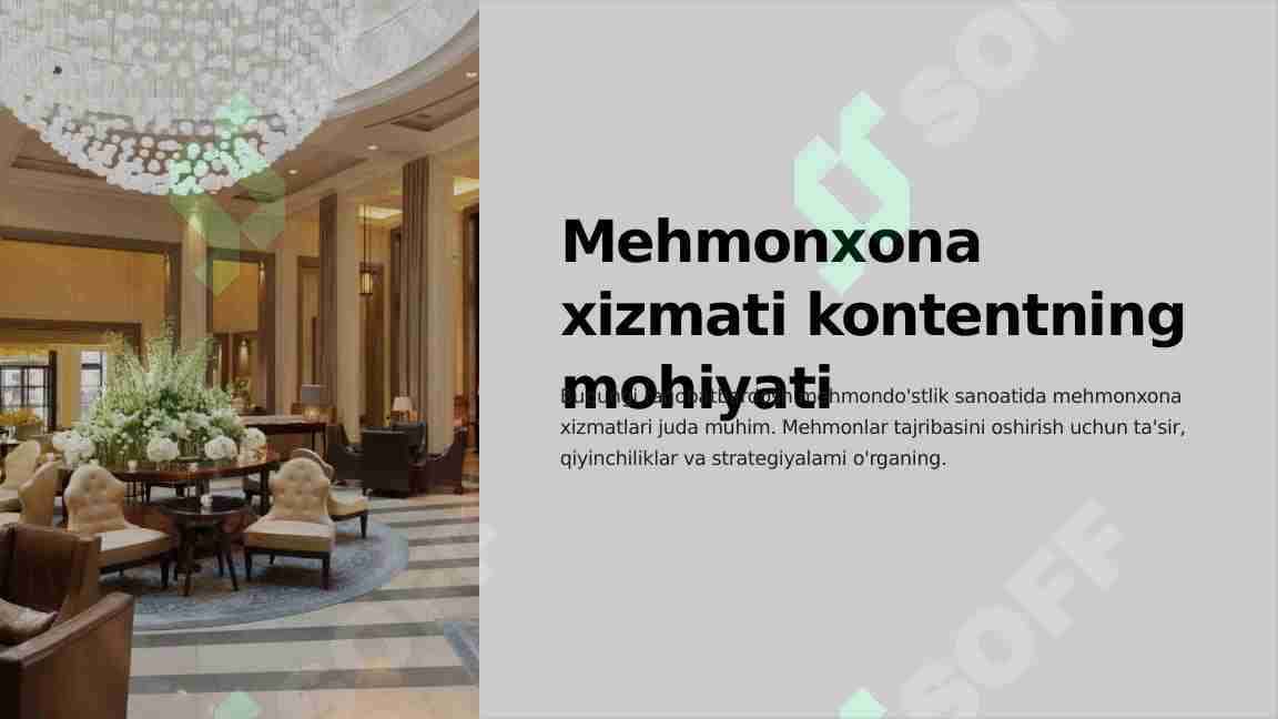 Mehmonxona xizmatining mohiyati