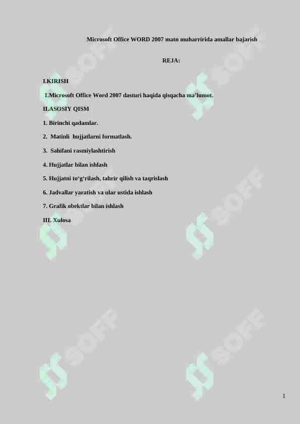 Microsoft Office WORD 2007
