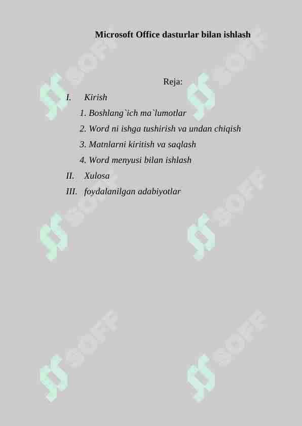 Microsoft Office dasturlar bilan ishlash