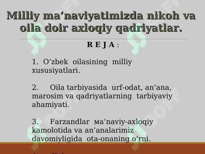 Milliy ma’naviyatimizda nikoh va oila doir axloqiy qadriyatlar