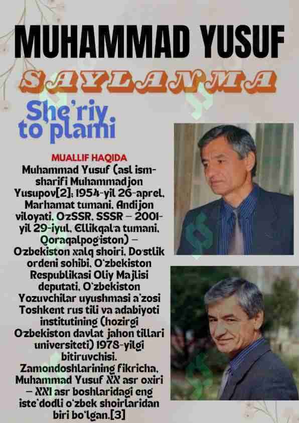 Muhammad Yusuf hayoti va ijodi haqida umumiy ma‘lumotlar jamlangan slayd