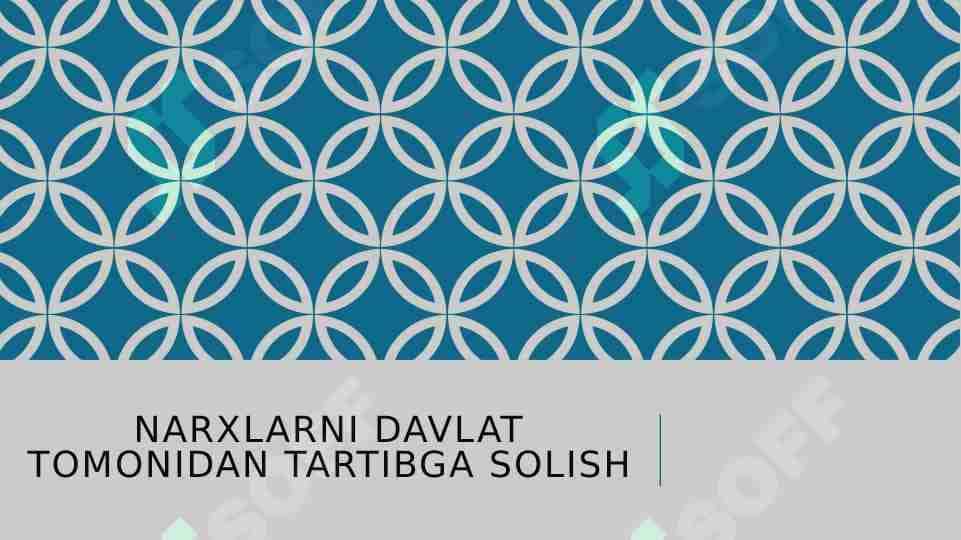 NARXLARNI DAVLAT TOMONIDAN TARTIBGA SOLISH
